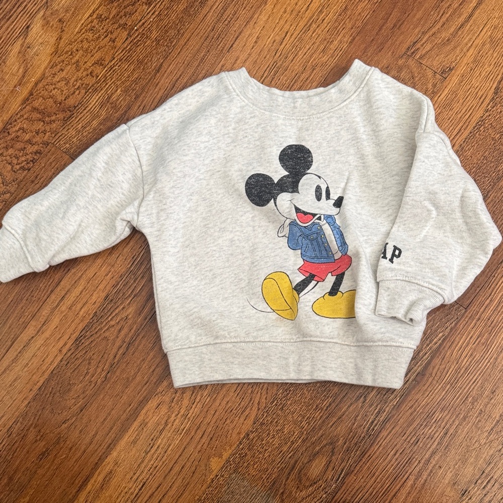 GAP Kids Gray Mickey Mouse Graphic Sweatshirt with Yellow Shoes